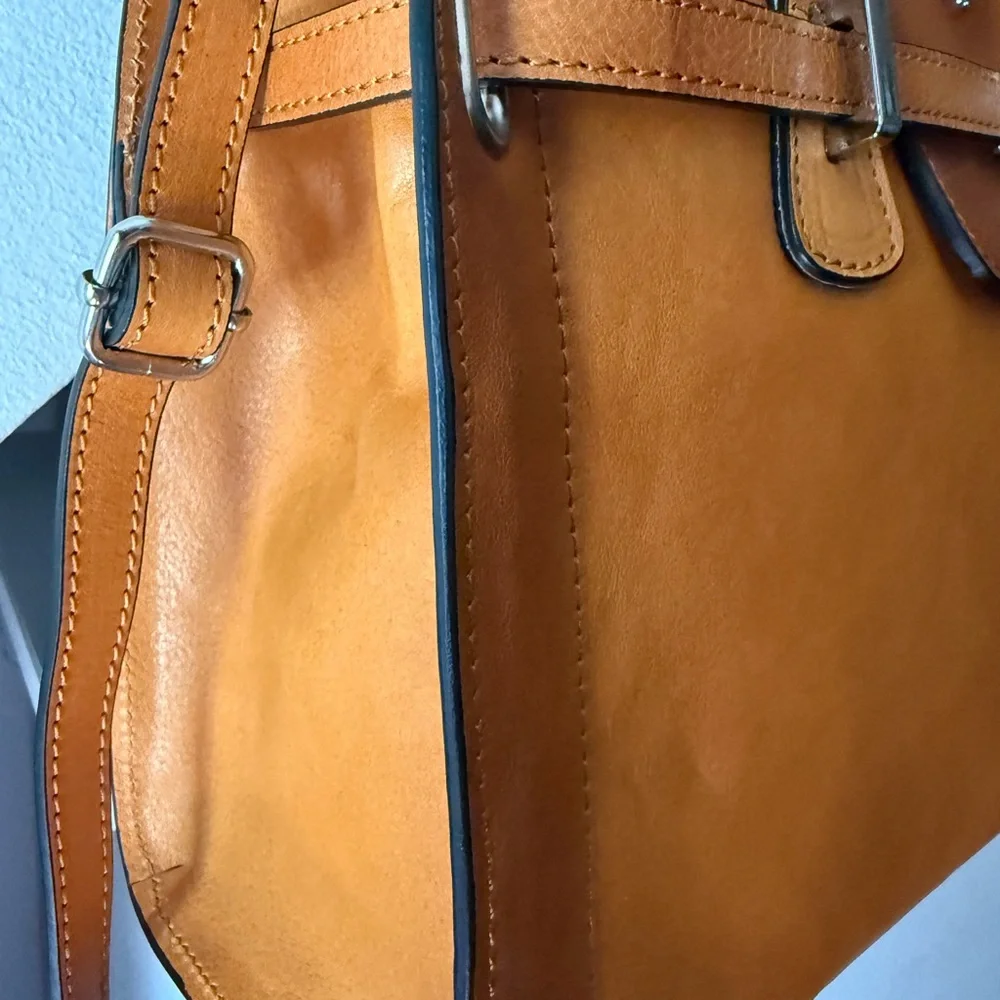 PRATESI Firenze Cognac designer satchel NWT *Final Sale*